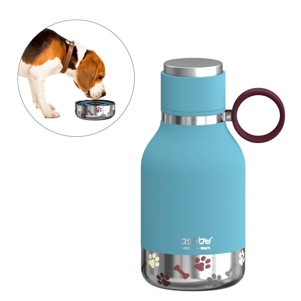 Asobu botella y bowl 2 en 1 Dog bowl bottle stainless blue - Pet Fashion