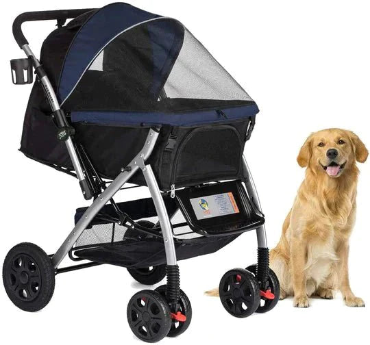 Coche para Mascotas hpztm pet rover premium stroller for small/medium/large dogs, cats and pets (Navy blue) - Pet Fashion