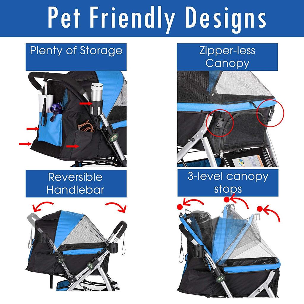 Coche para Mascotas hpztm pet rover premium stroller for small/medium/large dogs, cats and pets (Sky blue) - Pet Fashion