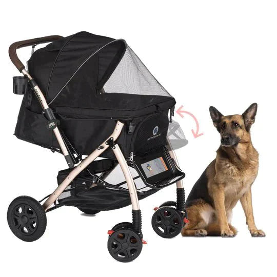 Coche para Mascotas hpztm pet rover xl extra-long premium stroller for small/medium/large dogs, cats and pets (Black) - Pet Fashion