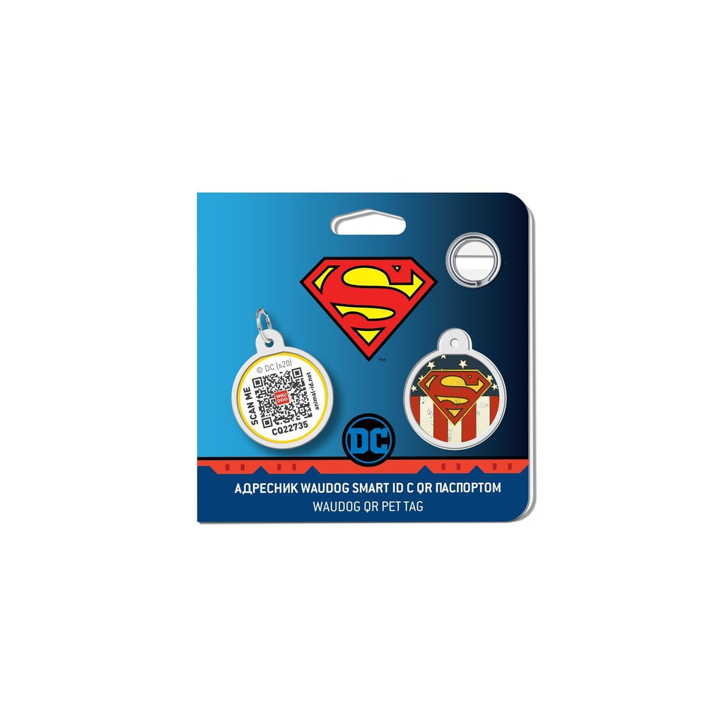 Superman America DC Comics Placa de identificación Smart ID – App ¡GRATIS! - Pet Brands