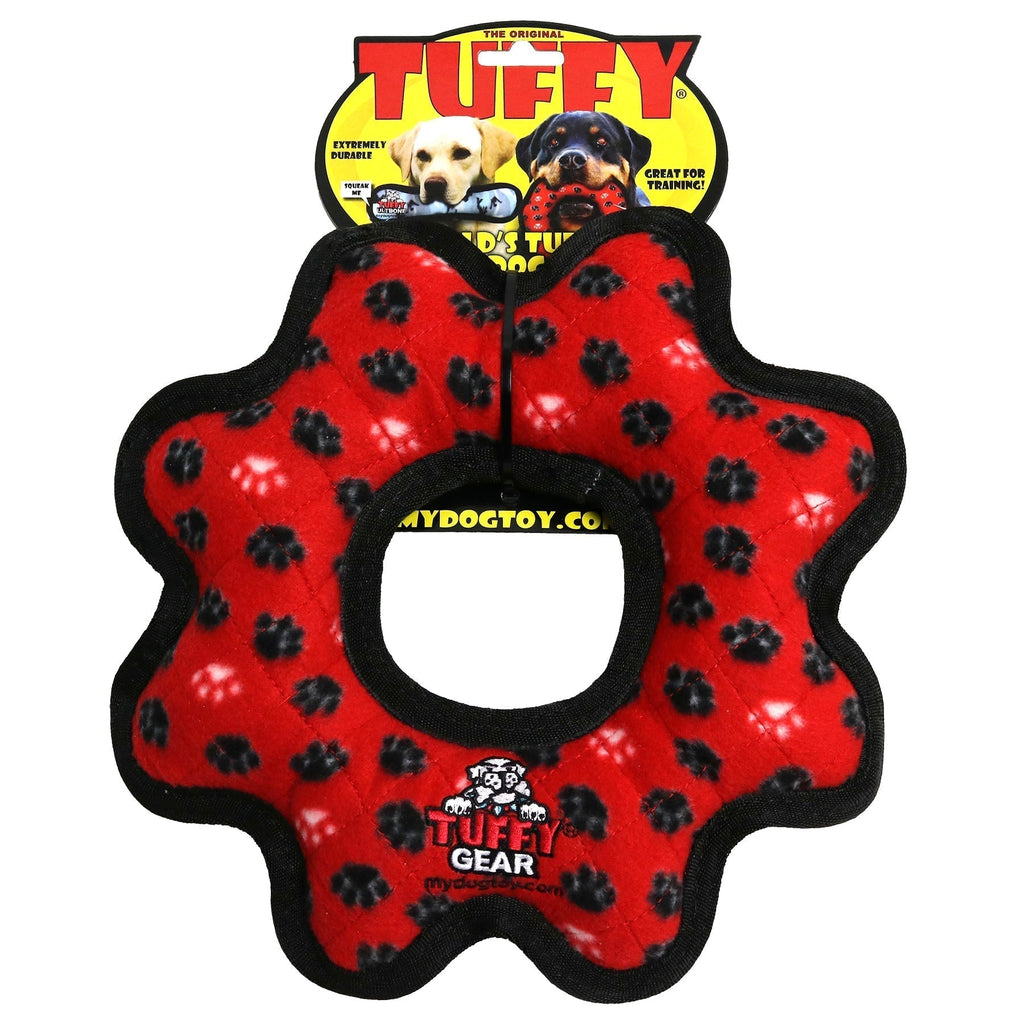 Tuffy Ultimate Gear Ring Red Paw juguete ultra resistente para perro - Pet Fashion