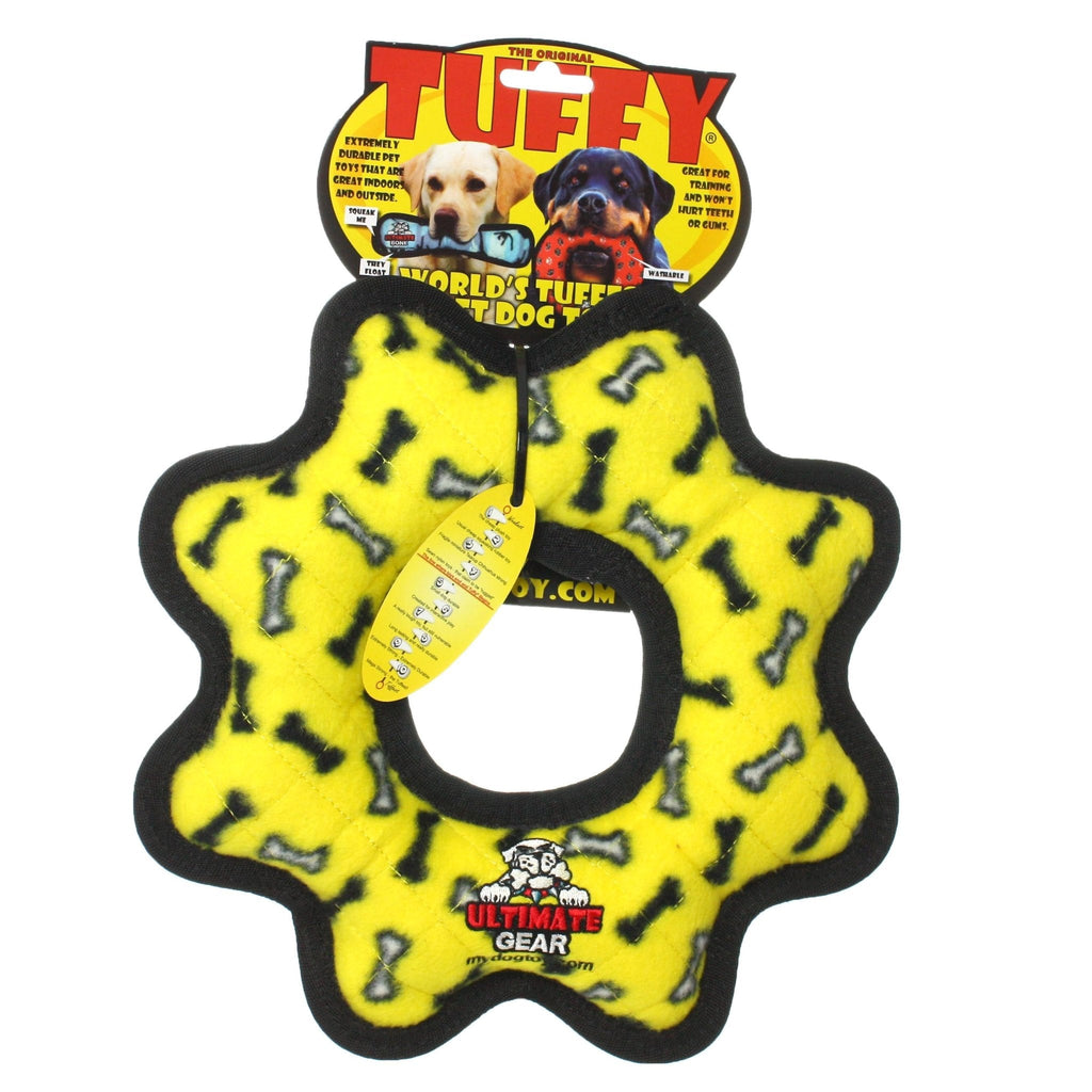 Tuffy Ultimate Gear Ring Yellow Bone juguete ultra resistente para perro - Pet Fashion