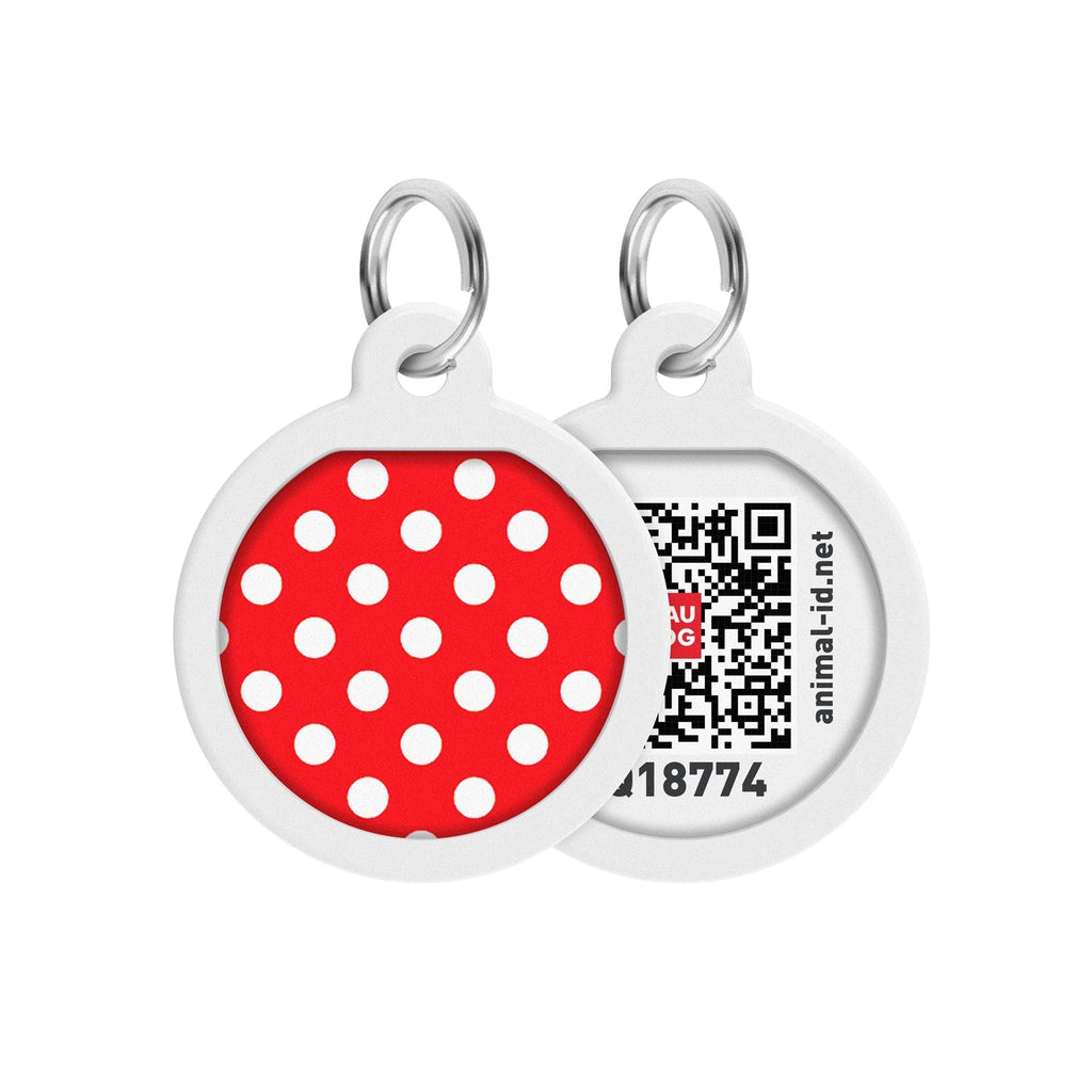 Waudog Placa de identificación Smart ID con diseño Polka Dots – Con registro Online - Pet Brands